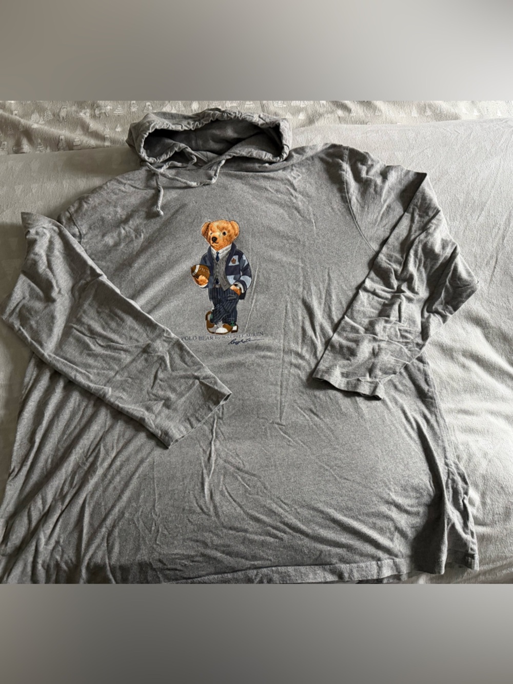 Ralph Lauren mens Big and Tall Gray Polo Bear Hoodie